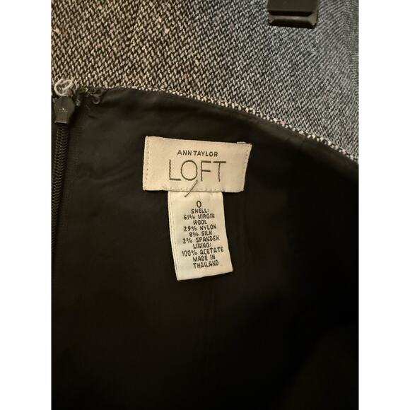 LOFT Wool Silk Blend A-Line Skirt Gray Textured Midi Size 0 - Picture 4 of 4
